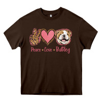 Chocolate Brown Peace Love Bulldog Heavy Core Tee - Jasminsmagicworld