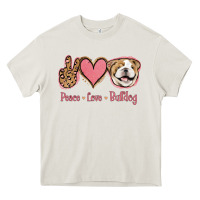 Cream Peace Love Bulldog Heavy Core Tee - Jasminsmagicworld