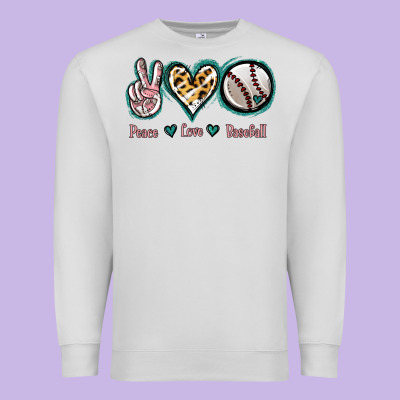 Peace Love Baseball Premium Sweatshirt Designed By Jasminsmagicworld
