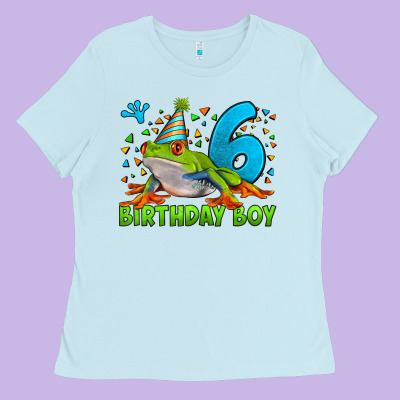 Birthday Boy Frog Age 6 Ladies Tee Designed By Lillyallendesigns