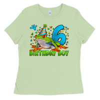 Matcha birthday boy frog age 6 Ladies Tee - LillyAllenDesigns
