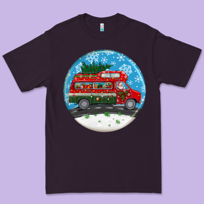 Santa Claus With Retro Van  Christmas Ornament Premium Tee Designed By Bundleandbundleshop
