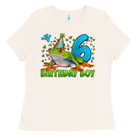 Bone birthday boy frog age 6 Ladies Tee - LillyAllenDesigns