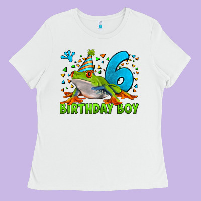 Birthday Boy Frog Age 6 Ladies Tee Designed By Lillyallendesigns
