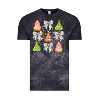 Cloud Black Christmas Trees And Bow Vintage Tee - CowhideDigitalArt