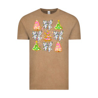 Vintage Coffee Christmas Trees And Bow Vintage Tee - CowhideDigitalArt