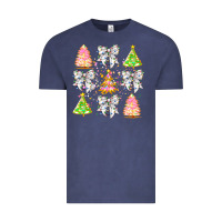 Vintage Denim Christmas Trees And Bow Vintage Tee - CowhideDigitalArt