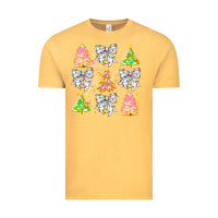 Vintage Mustard Christmas Trees And Bow Vintage Tee - CowhideDigitalArt