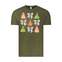 Vintage Olive Christmas Trees And Bow Vintage Tee - CowhideDigitalArt