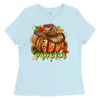 Baby Blue Hello Pumpkin Ladies Tee - CowhideDigitalArt