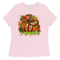 Bubblegum Pink Hello Pumpkin Ladies Tee - CowhideDigitalArt