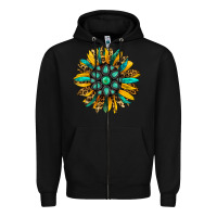 Black turquoise leopard sunflower Zipper Hoodie - Jasminsmagicworld