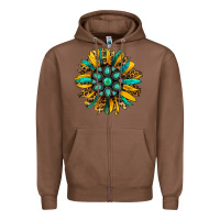 Chestnut turquoise leopard sunflower Zipper Hoodie - Jasminsmagicworld