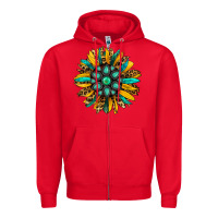 Red turquoise leopard sunflower Zipper Hoodie - Jasminsmagicworld