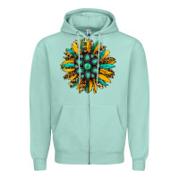Seafoam turquoise leopard sunflower Zipper Hoodie - Jasminsmagicworld