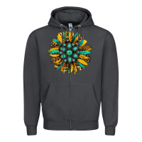 Smoke turquoise leopard sunflower Zipper Hoodie - Jasminsmagicworld