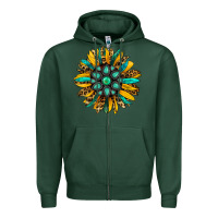 Sports Green turquoise leopard sunflower Zipper Hoodie - Jasminsmagicworld