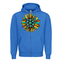 True Royal turquoise leopard sunflower Zipper Hoodie - Jasminsmagicworld