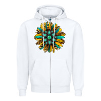 White turquoise leopard sunflower Zipper Hoodie - Jasminsmagicworld