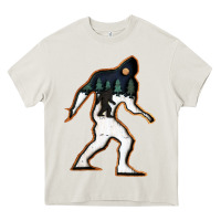 Cream bigfoot wood layered christmas Heavy Core Tee - DesigneFamous