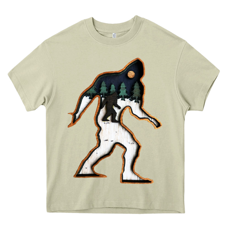 Bigfoot Wood Layered Christmas Heavy Core Tee by DesigneFamous | Teevron