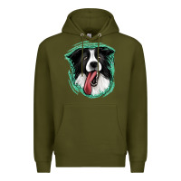 Army Green border collie Premium Hoodie - Jasminsmagicworld