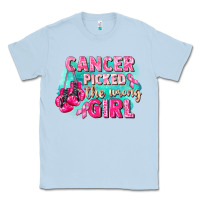 Dusty Blue Cancer picked the wrong girl Breast Cancer Classic Tee - FaDigitalArtStudio