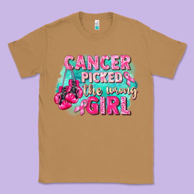 Cancer Picked The Wrong Girl Breast Cancer Classic Tee Designed By Fadigitalartstudio