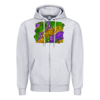 Heather Grey mardi gras leopard gemstone background Zipper Hoodie - RanaPortraitStore