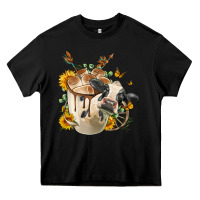 Black Black And White Cow Coffee cup Heavy Core Tee - FaDigitalArtStudio