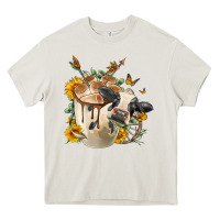 Cream Black And White Cow Coffee cup Heavy Core Tee - FaDigitalArtStudio