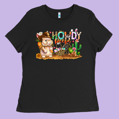 Easter Howdy Peeps Bunny Ladies Tee Designed By Cowhidedigitalart