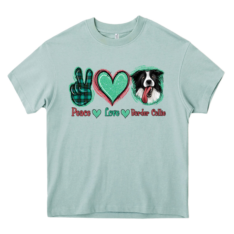 Peace Love Border Collie Heavy Core Tee by Jasminsmagicworld | Teevron