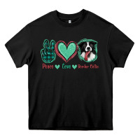 Black Peace Love Border Collie Heavy Core Tee - Jasminsmagicworld
