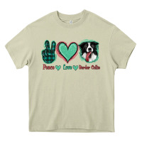 Mossy Peace Love Border Collie Heavy Core Tee - Jasminsmagicworld