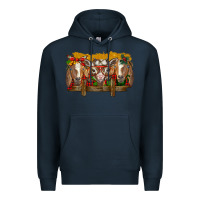 Navy Christmas goats Premium Hoodie - BarkalooDesign