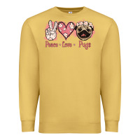 Antique Gold Peace Love Pugs Premium Sweatshirt - Jasminsmagicworld