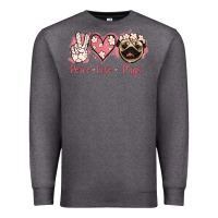 Charcoal Heather Peace Love Pugs Premium Sweatshirt - Jasminsmagicworld