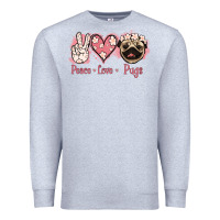 Heather Grey Peace Love Pugs Premium Sweatshirt - Jasminsmagicworld
