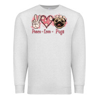 Oatmeal Heather Peace Love Pugs Premium Sweatshirt - Jasminsmagicworld