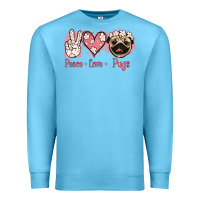 Ocean Blue Peace Love Pugs Premium Sweatshirt - Jasminsmagicworld