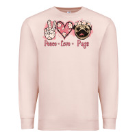 Pale Pink Peace Love Pugs Premium Sweatshirt - Jasminsmagicworld