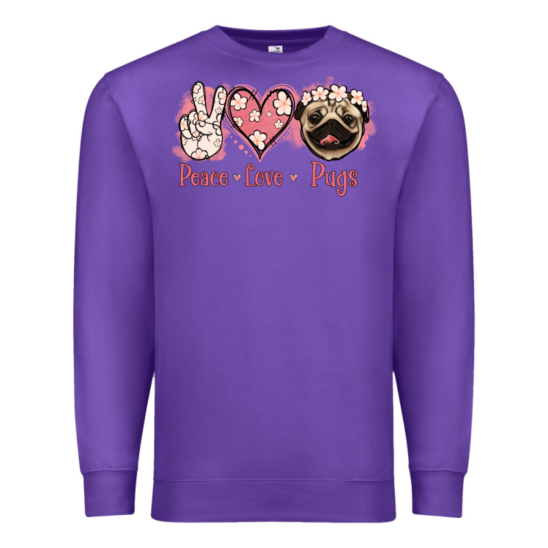 Peace Love Pugs Premium Sweatshirt by Jasminsmagicworld | Teevron