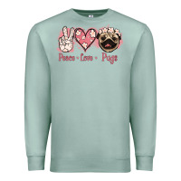 Seafoam Peace Love Pugs Premium Sweatshirt - Jasminsmagicworld