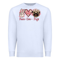 White Peace Love Pugs Premium Sweatshirt - Jasminsmagicworld