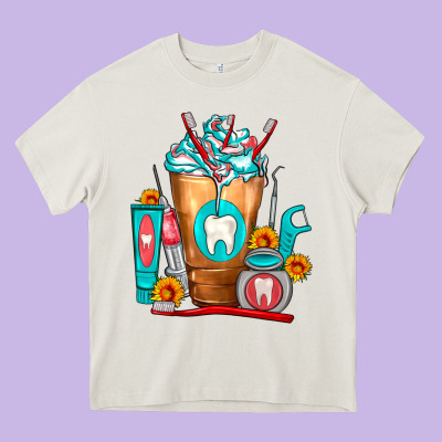 Dentist Cold Drink Frappe Heavy Core Tee Designed By Fadigitalartstudio