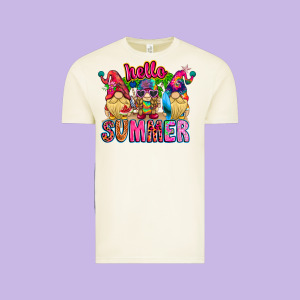Hello Summer Gnome Vintage Tee Designed By Cowhidedigitalart