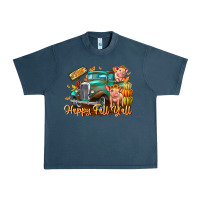 Midnight Navy Farm Happy Fall Y'all Urban Heavy Tee - CowhideDigitalArt