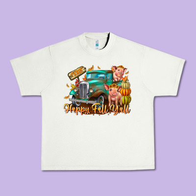 Farm Happy Fall Y'all Urban Heavy Tee Designed By Cowhidedigitalart