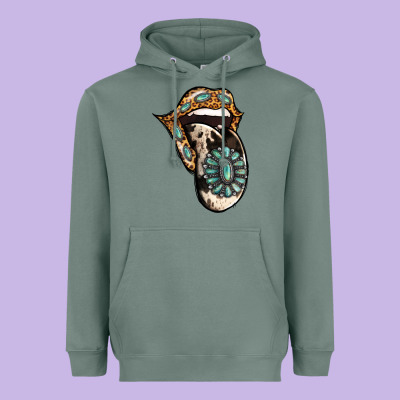 Turquoise Gemstone Leopard Cowhide Tongue Heavyweight Hoodie Designed By Jasminsmagicworld